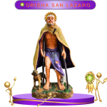 FIGURA ORISHA SAN LAZARO DE COLOR CON CAPA EN ZENSARA