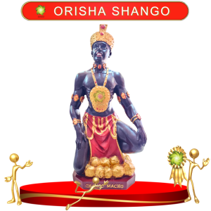 FIGURA ORISHA SHANGO SENTADO DE COLOR NEGRO EN ZENSARA