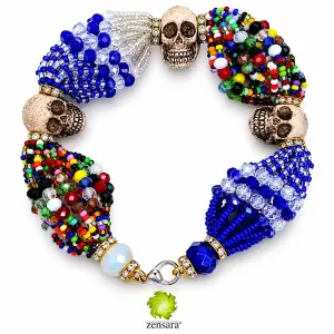 PULSERA ORISHA YEMAYA DE 18 HILOS CON CAMINO DE MUERTO EN ZENSARA