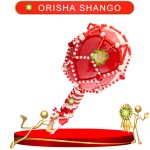 MARACA ORISHA SHANGO DE RED CON CAURY EN ZENSARA