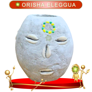 OTA ORISHA ELEGGUA DE BOLA CON CUENCAS DE ORULA EN ZENSARA