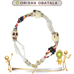 PULSERA ORISHA OBATALA DE 3 HILOS CON CAMINI DE MUERTO EN ZENSARA